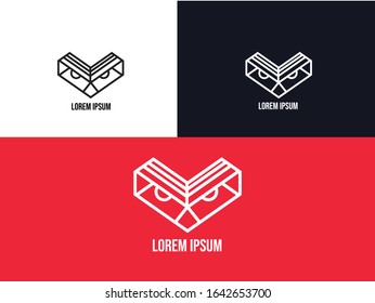 Das ist ein kombiniertes Logo einer Eule mit einem Buch. Vektor Eps.10