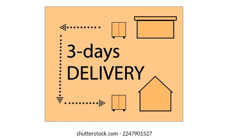 This is a complex illustration of a light yellow box with info about delivery time