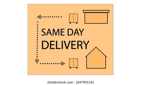 This is a complex illustration of a light yellow box with info about delivery time
