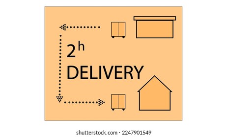 This is a complex illustration of a light yellow box with info about delivery time