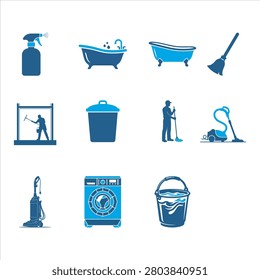 This comprehensive collection of professional cleaning service icons, shown in image_14ef7e.png, includes a wide array of essential housework and sanitation tools such as vacuums, mops, laundry machines, and spray bottles. These high-quality, minimalist blue-toned vector icons are perfect for cleaning company branding, domestic maintenance websites, janitorial service brochures, and home hygiene-related digital content.

#Cleaning #Housework #Sanitation #Janitorial #HomeMaintenance #Hygiene #VectorIcons #CleaningServices #ProfessionalCleaning #HomeCare
