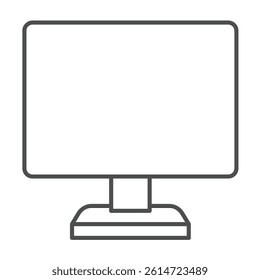This computer thin line icon, windows pack concept. Vector graphics. Monitor screen with stand, all in one, display sign on white background, linear style icon for mobile or web design