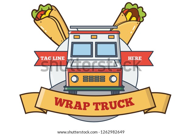 This is a\
concept logo design, Where this logo resembles a food truck which\
mainly targets wraps which is a popular street food, As we have\
shown 2 types of wraps on top of\
it.