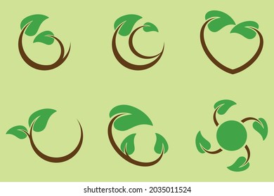 This is the concept of natural shape ideas of plants, stems and leaves for logos, symbols, patterns, ornaments. Flat style vector design. You can be creative with natural themes