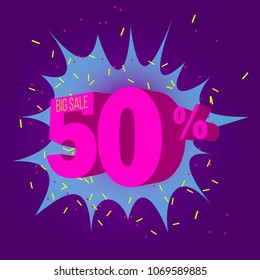 This is the concept of the price list for discounts, of an advertising campaign, advertising marketing sales, a 50 off discount, a unique offer. Vector illustration.