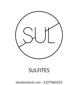 This concise line vector icon warns of sulfite allergens with a crossed out symbol. Designed for food packaging, it alerts individuals with sulfite allergies. Promote allergen awareness.