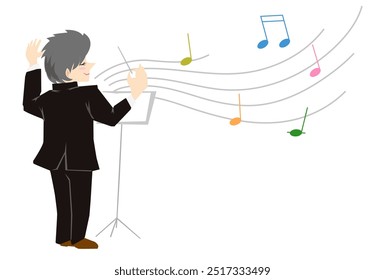 This is a conductor with music sounds note