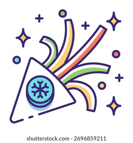 Este icono de confeti es adecuado para la fiesta de Navidad.
