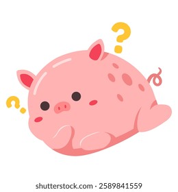 This confuse little pig illustration is suitable for cute frog stickers etc