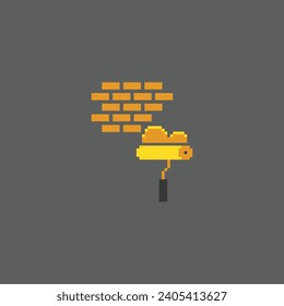 this construction icon in pixel art with simple color and black background ,this item good for presentations,stickers, icons, t shirt design,game asset,logo and your project.