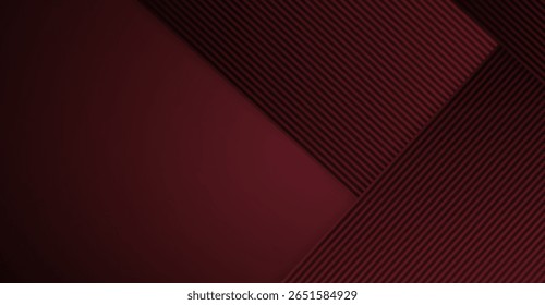 Esta imagem abstrata contemporânea apresenta planos escuros em tons de Borgonha e texturas listradas, criando uma interação de formas geométricas elegantes com iluminação e gradientes dramáticos