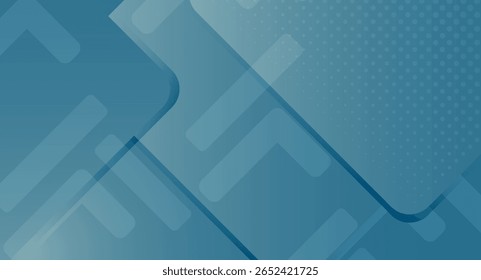 Este fundo contemporâneo apresenta uma paleta azul-petróleo legal e formas geométricas angulares, algumas com bordas arredondadas, sobrepondo padrões de pontos sutis para adicionar textura e profundidade ao design