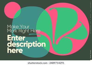 This contemporary poster features fluid shapes in bold green and pink, ideal for music covers, labels, and eye-catching banners.