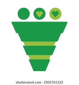 This content marketing funnel icon vector artwork illustrates a strategic digital concept ideal for presentations, branding, and online promotion. Clean, professional, and fully scalable.