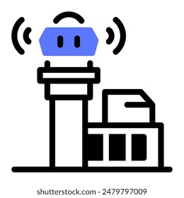 This Control tower icon is suitable for airport, aviation, transportation, etc.