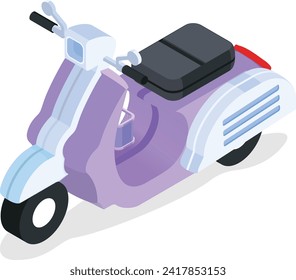 This cool and contemporary isometric scooter illustration is perfect for adding a touch of edge to your design projects. The sleek lines and bold colors are sure to make a statement.