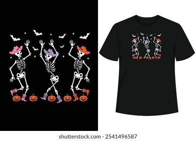 Esta es una novedad fresca de Halloween con gráficos de esqueletos bailando. Esta novedad es para todos los niños y adultos que les encanta el desafío de baile con un esqueleto aterrador de ropa de disfraces de Halloween.