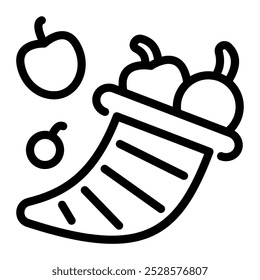 This Cornucopia icon is suitable for Thanksgiving day and autumn season, etc.