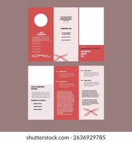 This is a corporate trifold brochure.It contains parts that can be edited to change informations, white portion  indicates to edit image.upper side indicates outward ,lower side indicates inward part 