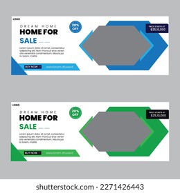 this is cover banner template design blue and green