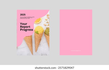 This cover design is suitable for a simple report and makes the report look more professional for your client. You can change the picture or photo, and it’s a full-color design