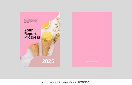 This cover design is suitable for a simple report and makes the report look more professional for your client. You can change the picture or photo, and it’s a full-color design