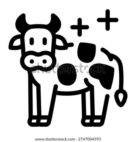 This Cow icon is suitable for animals and pets.