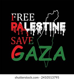 This is creative copyright free vector Free palestine save gaza for t shirt design.