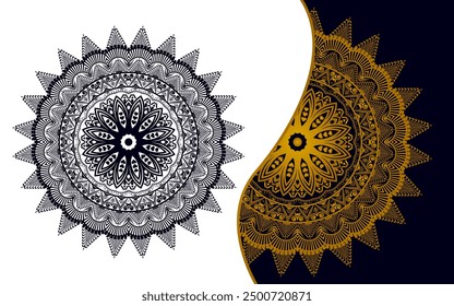 This is a creative floral luxury mandala vector design and decoration pattern art in abstract circle ornament style for graphics elements.