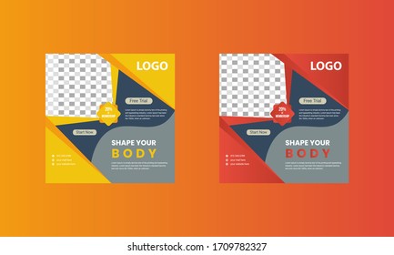 This is Creative Gym Social Media post design template Gradient Color and Vector Pro Illustration