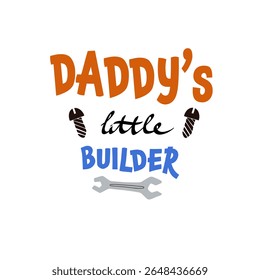 Esta t-shirt criativa crianças mostra um design divertido com ferramentas de trabalho de desenho animado e a frase alegre pequeno construtor do papai. Perfeito para jovens aspirantes a construtores e crianças brincalhonas.