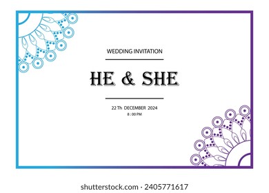 This creative mandala wedding invitation card. white background. vector illustration 