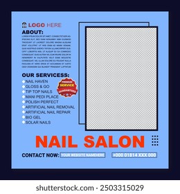 This is a creative Nail Salon Vector Art Social Media Post Design. This social media post design is really unique style for you.