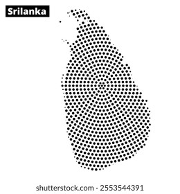 This creative representation features a dotted outline of Sri Lanka, highlighting its geographical shape with intricate detail.