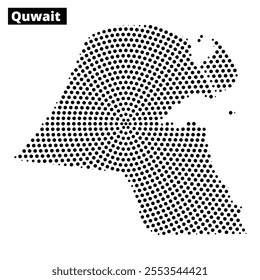 This creative representation features a dotted map of Kuwait, emphasizing its unique shape and geography.