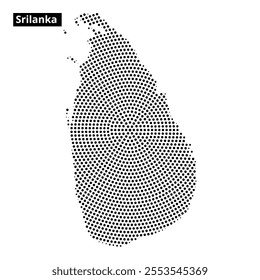 This creative representation features a dotted outline of Sri Lanka, highlighting its geographical shape with intricate detail.