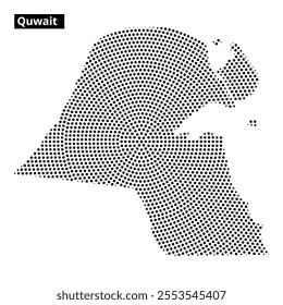 This creative representation features a dotted map of Kuwait, emphasizing its unique shape and geography.