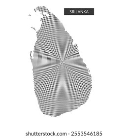 This creative representation features a dotted outline of Sri Lanka, highlighting its geographical shape with intricate detail.