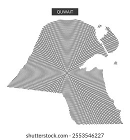 This creative representation features a dotted map of Kuwait, emphasizing its unique shape and geography.