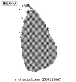 This creative representation features a dotted outline of Sri Lanka, highlighting its geographical shape with intricate detail.