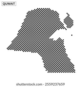 This creative representation features a dotted map of Kuwait, emphasizing its unique shape and geography.