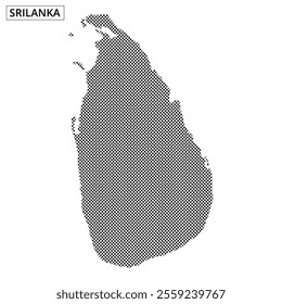 This creative representation features a dotted outline of Sri Lanka, highlighting its geographical shape with intricate detail.