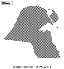 This creative representation features a dotted map of Kuwait, emphasizing its unique shape and geography.