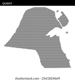 This creative representation features a dotted map of Kuwait, emphasizing its unique shape and geography.