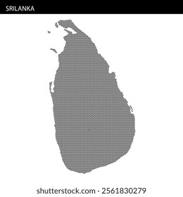 This creative representation features a dotted outline of Sri Lanka, highlighting its geographical shape with intricate detail.