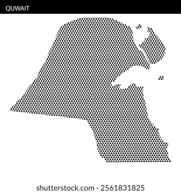 This creative representation features a dotted map of Kuwait, emphasizing its unique shape and geography.