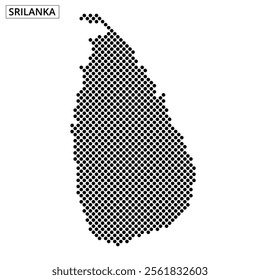 This creative representation features a dotted outline of Sri Lanka, highlighting its geographical shape with intricate detail.