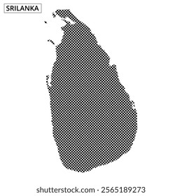 This creative representation features a dotted outline of Sri Lanka, highlighting its geographical shape with intricate detail.