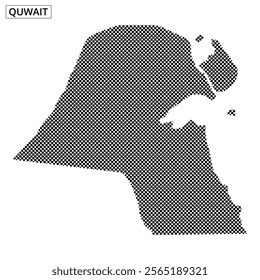 This creative representation features a dotted map of Kuwait, emphasizing its unique shape and geography.