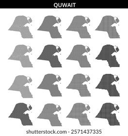 This creative representation features a dotted map of Kuwait, emphasizing its unique shape and geography.